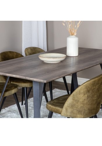 VENTURE DESIGN Marina spisebordsst, m. 6 stole - gr finer/sort metal og grn fljl/sort metal