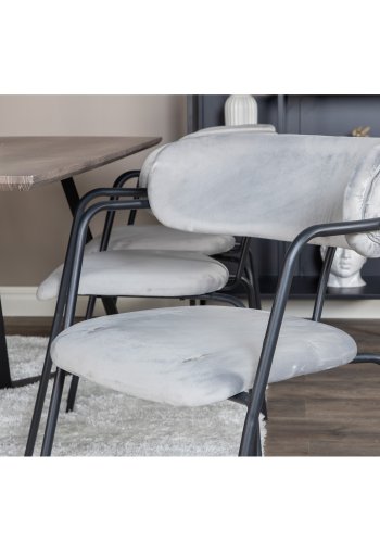 VENTURE DESIGN Marina spisebordsst, m. 6 stole - gr finer/sort metal og gr fljl/sort metal