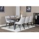 VENTURE DESIGN Marina spisebordsst, m. 6 stole - gr finer/sort metal og gr stof/sort metal