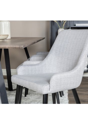 VENTURE DESIGN Marina spisebordsst, m. 6 stole - gr finer/sort metal og gr stof/sort metal