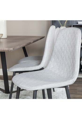 VENTURE DESIGN Marina spisebordsst, m. 6 stole - gr finer/sort metal og gr stof/sort metal