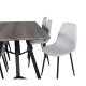 VENTURE DESIGN Marina spisebordsst, m. 6 stole - gr finer/sort metal og gr stof/sort metal
