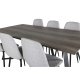 VENTURE DESIGN Marina spisebordsst, m. 6 stole - gr finer/sort metal og gr stof/sort metal