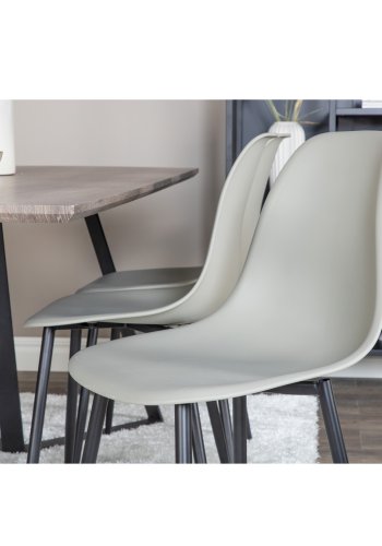 VENTURE DESIGN Marina spisebordsst, m. 6 stole - gr finer/sort metal og gr plastik/sort metal