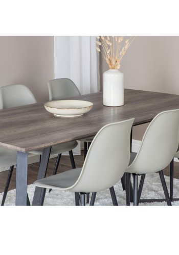 VENTURE DESIGN Marina spisebordsst, m. 6 stole - gr finer/sort metal og gr plastik/sort metal