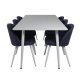 VENTURE DESIGN Polar spisebordsst, m. 6 stole -  hvid MDF/hvid metal, bl stof/hvid metal