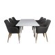 VENTURE DESIGN Polar spisebordsst, m. 6 stole -  hvid MDF/hvid metal, gr stof/valndfolie metal