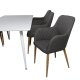VENTURE DESIGN Polar spisebordsst, m. 6 stole -  hvid MDF/hvid metal, gr stof/valndfolie metal