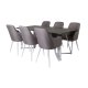VENTURE DESIGN Marina spisebordsst, m. 6 stole - gr finer/hvid metal og gr stof/hvid metal
