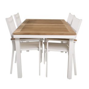 VENTURE DESIGN havest, m. Panama bord, m. udtrk og 4 Texas stole, m. armln - teak/alu/textilene