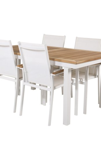 VENTURE DESIGN havest, m. Panama bord, m. udtrk og 4 Texas stole, m. armln - teak/alu/textilene