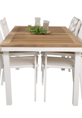 VENTURE DESIGN havest, m. Panama bord, m. udtrk og 4 Texas stole, m. armln - teak/alu/textilene