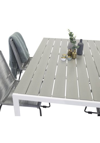 VENTURE DESIGN havest, m. Break bord (150x90) pg 4 Lindos stole - gr aintwood/hvid alu/gr reb 