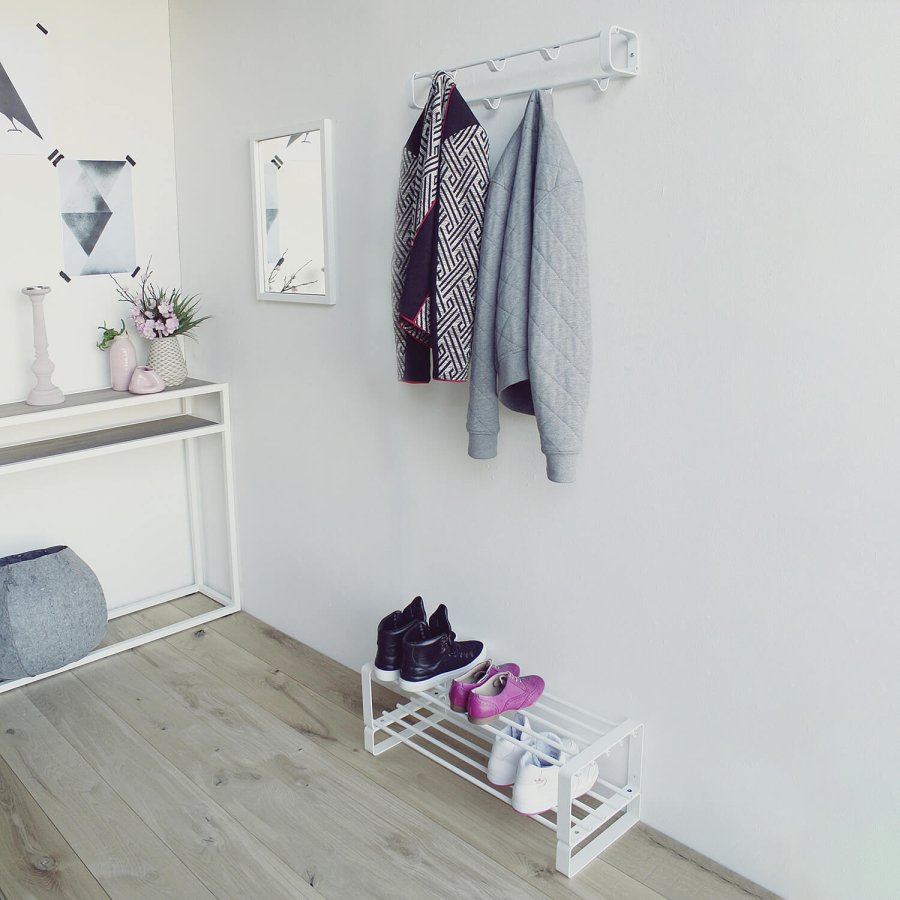 SPINDER DESIGN rektangulr Rex knagerkke, m. 7 knager - hvid stl