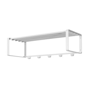SPINDER DESIGN rektangulr Rex hattehylde, m. 5 knager - hvid stl