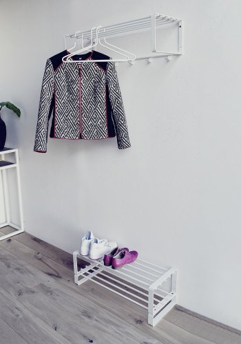 SPINDER DESIGN rektangulr Rex hattehylde, m. 5 knager - hvid stl