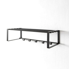 SPINDER DESIGN rektangulr Rex hattehylde, m. 5 knager - sort stl