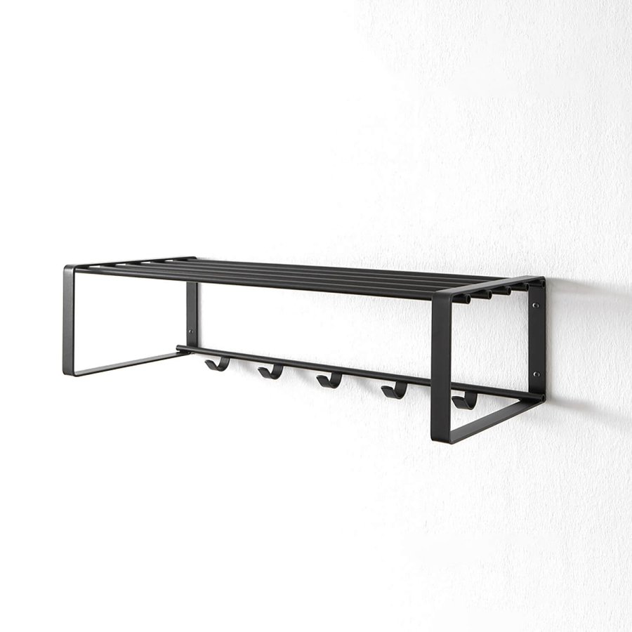 SPINDER DESIGN rektangulr Rex hattehylde, m. 5 knager - sort stl