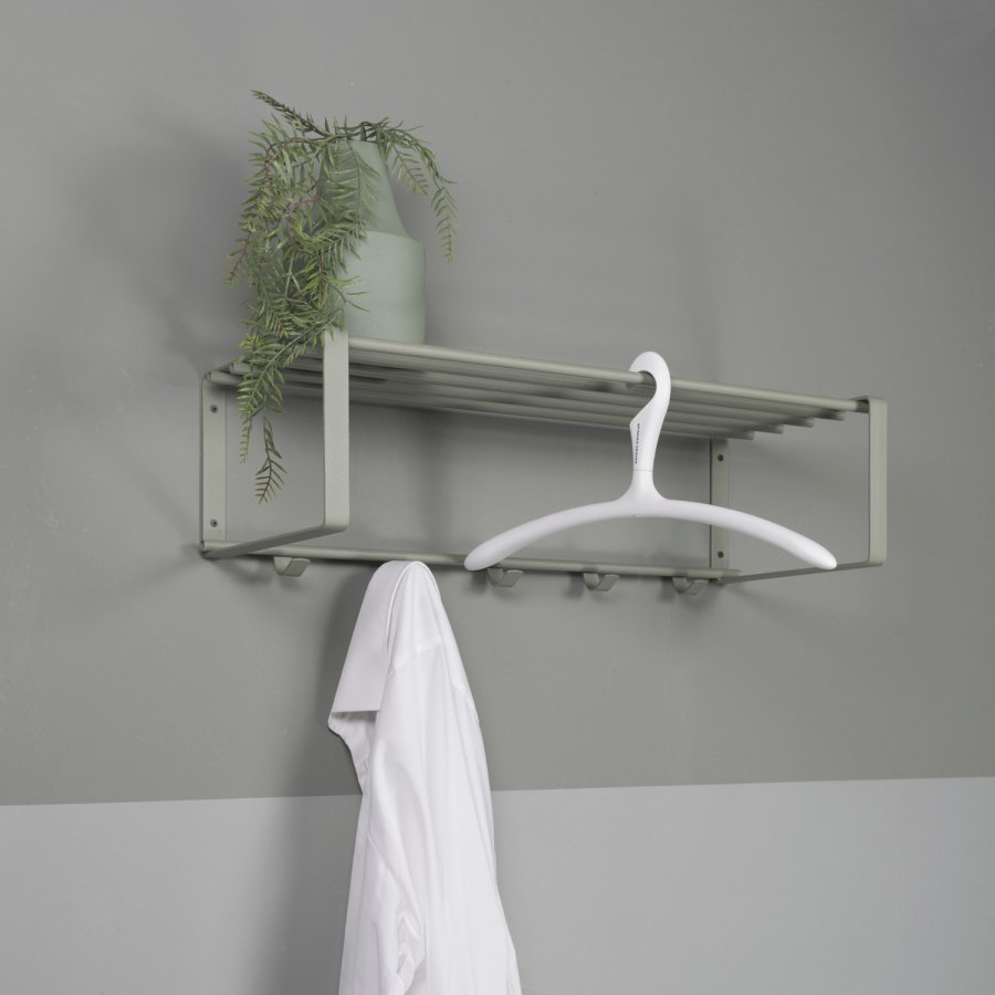 SPINDER DESIGN Rex hattehylde, m. 1 hylde og 5 kroge - stvgrnt stl (70x19)