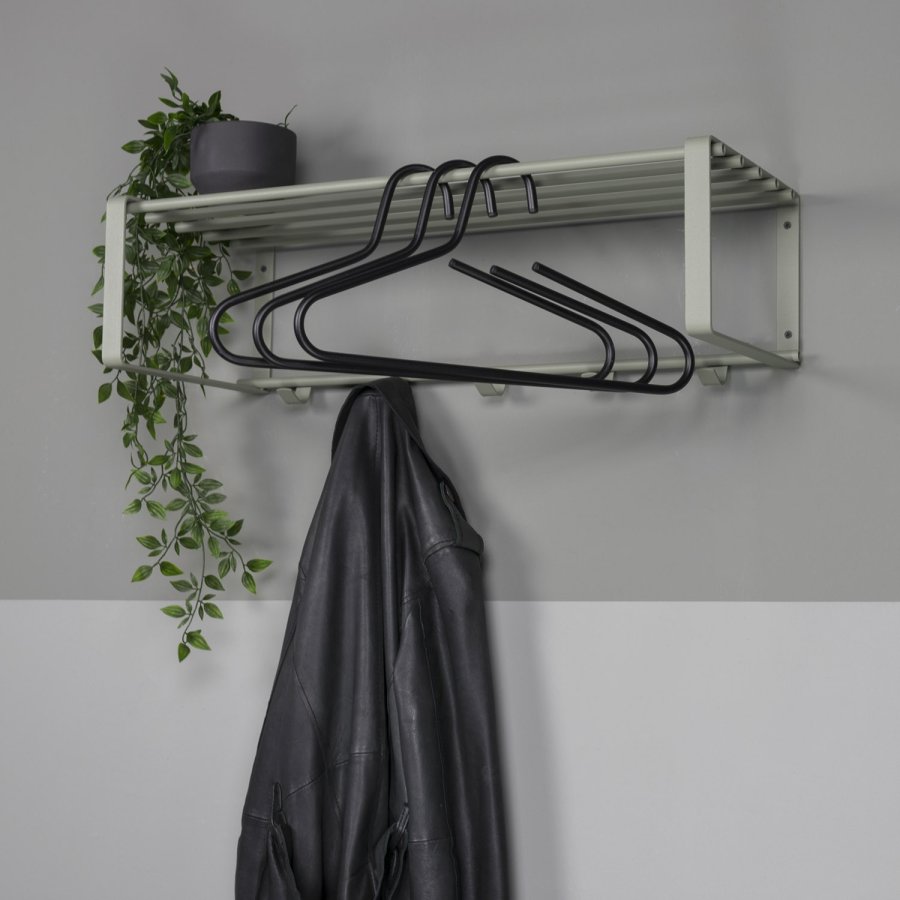 SPINDER DESIGN Rex hattehylde, m. 1 hylde og 5 kroge - stvgrnt stl (70x19)