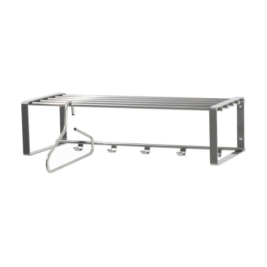 SPINDER DESIGN rektangulr Rex hattehylde, m. 5 knager - gr stl