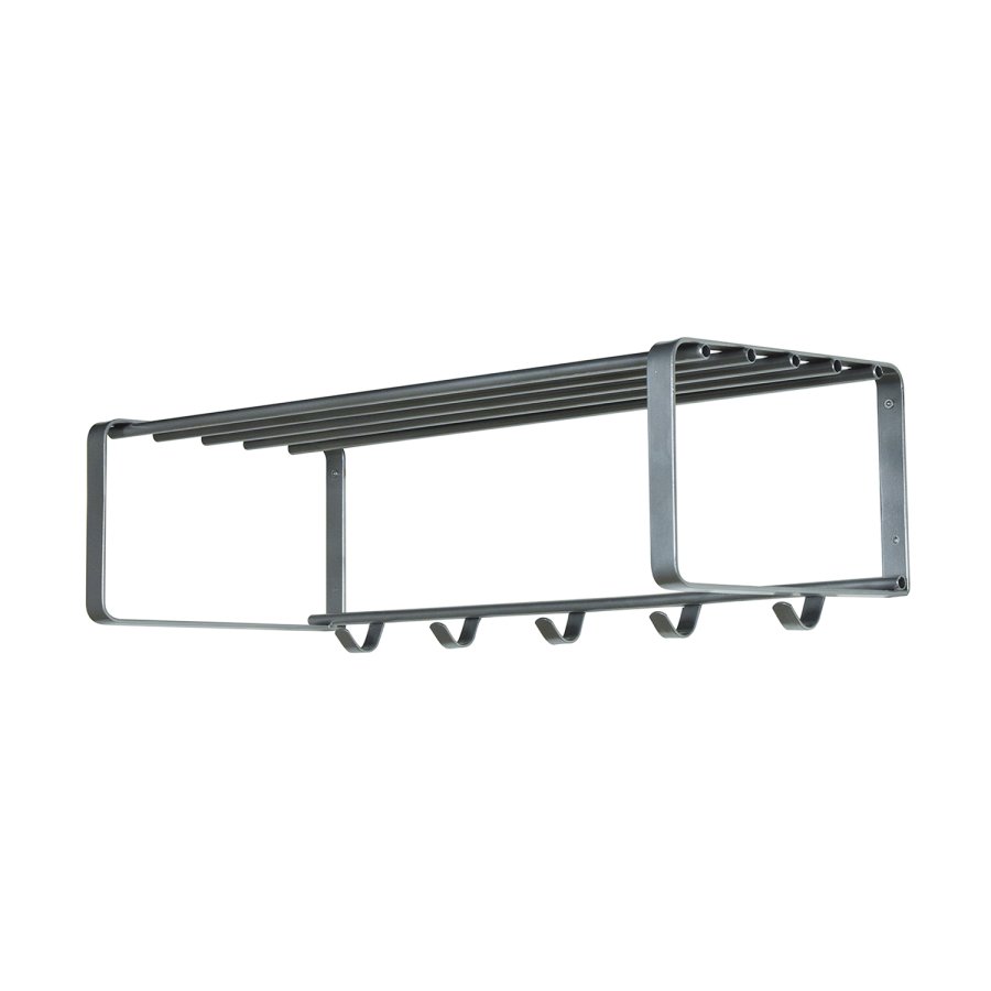 SPINDER DESIGN rektangulr Rex hattehylde, m. 5 knager - gr stl