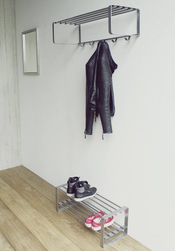 SPINDER DESIGN rektangulr Rex hattehylde, m. 5 knager - gr stl