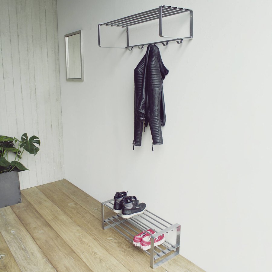 SPINDER DESIGN rektangulr Rex hattehylde, m. 5 knager - gr stl