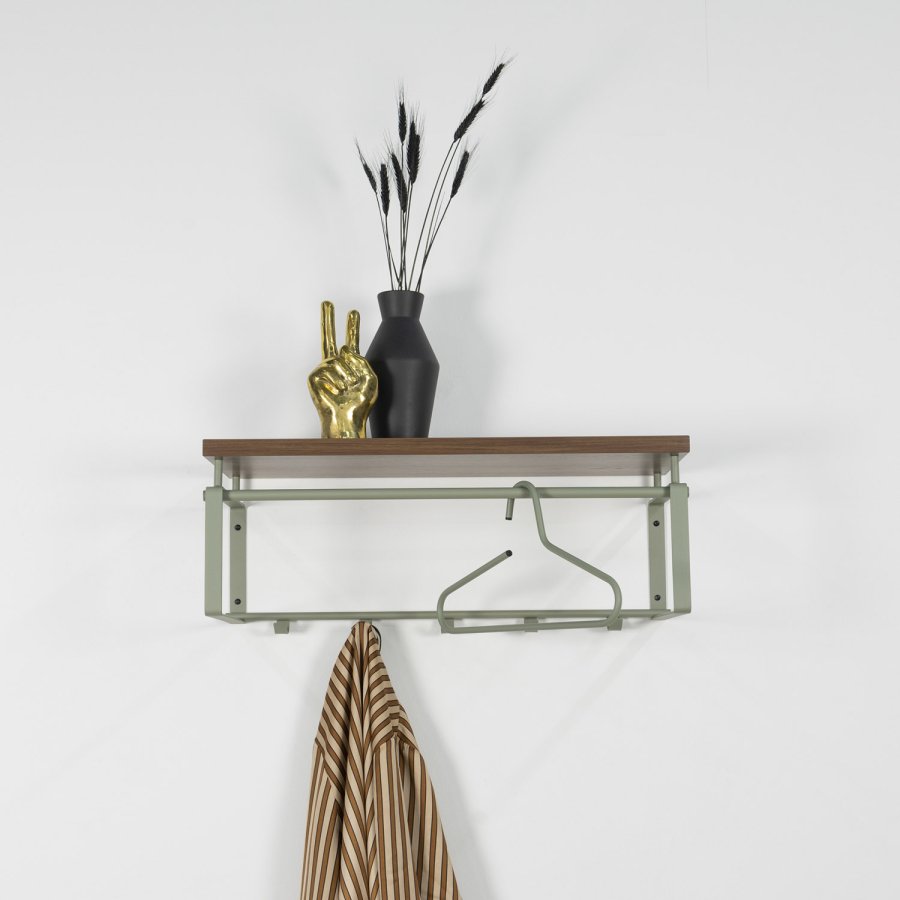 SPINDER DESIGN Rex hattehylde, m. 1 trhylde og 5 kroge - stvgrnt stl (70x28)