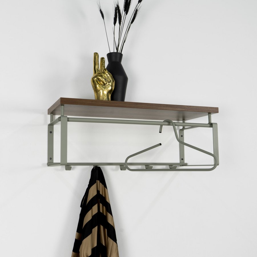 SPINDER DESIGN Rex hattehylde, m. 1 trhylde og 5 kroge - stvgrnt stl (70x28)