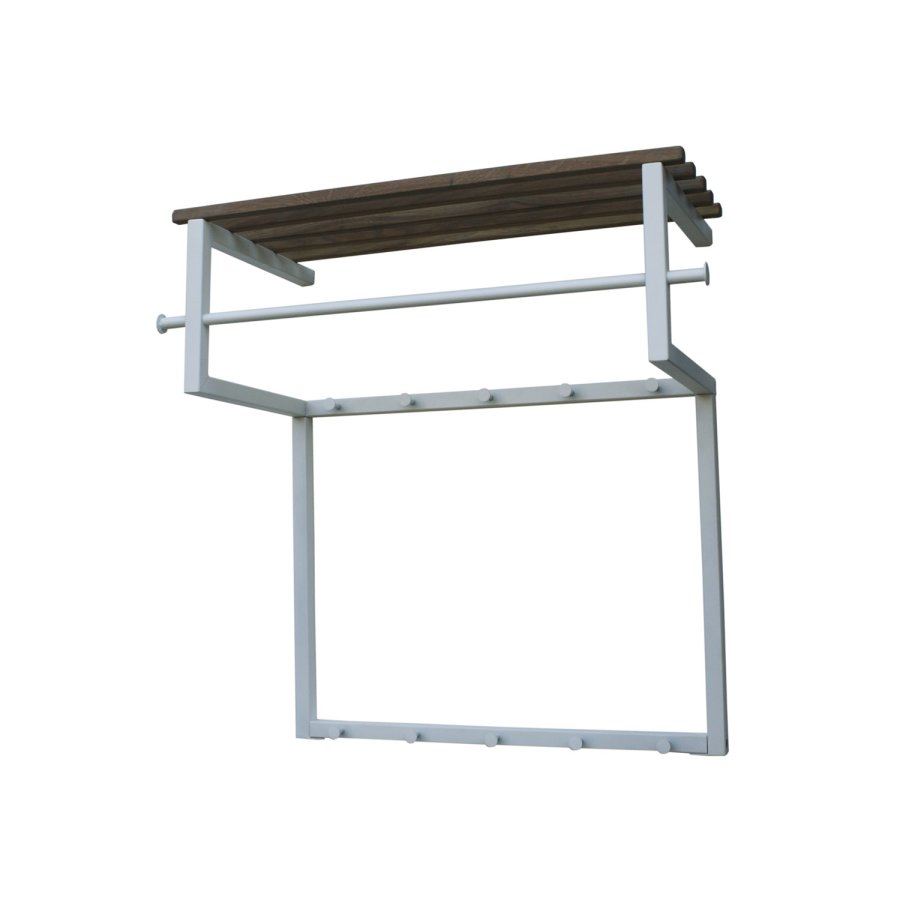 SPINDER DESIGN Rizzoli entréopstilling, m. 10 knager, bjlestang og trhylde - hvidt stl og tr