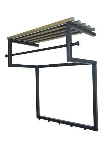 SPINDER DESIGN Rizzoli entréopstilling, m. 10 knager, bjlestang og trhylde - sort stl og tr