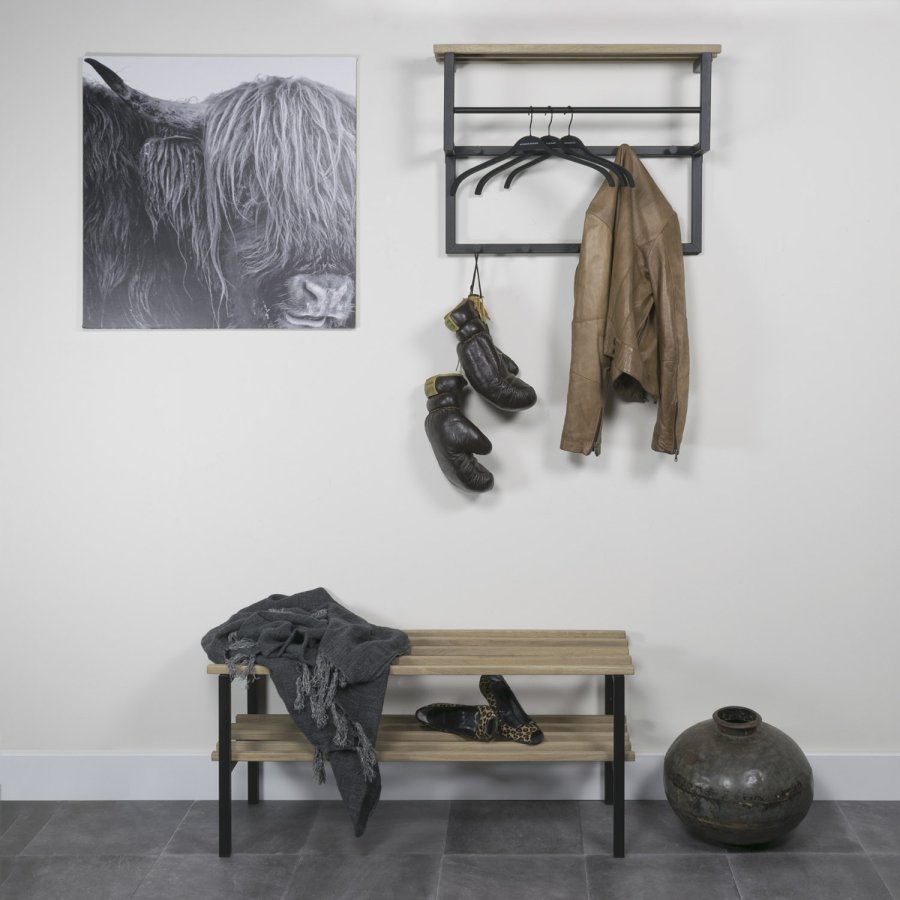 SPINDER DESIGN Rizzoli entréopstilling, m. 10 knager, bjlestang og trhylde, lille - sort stl