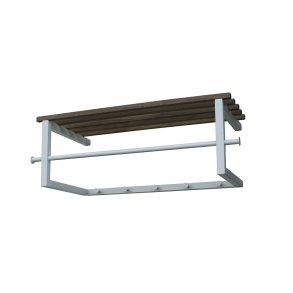 SPINDER DESIGN rektangulr Marco hattehylde, m. 5 knager og bjlestang - hvid stl