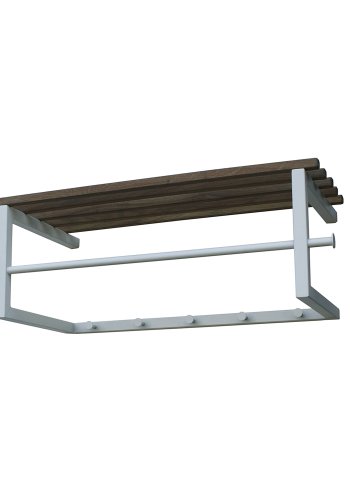 SPINDER DESIGN rektangulr Marco hattehylde, m. 5 knager og bjlestang - hvid stl