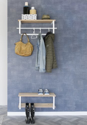 SPINDER DESIGN rektangulr Marco hattehylde, m. 5 knager og bjlestang - hvid stl