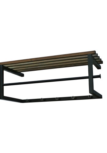 SPINDER DESIGN rektangulr Marco hattehylde, m. 5 knager og bjlestang - sort stl