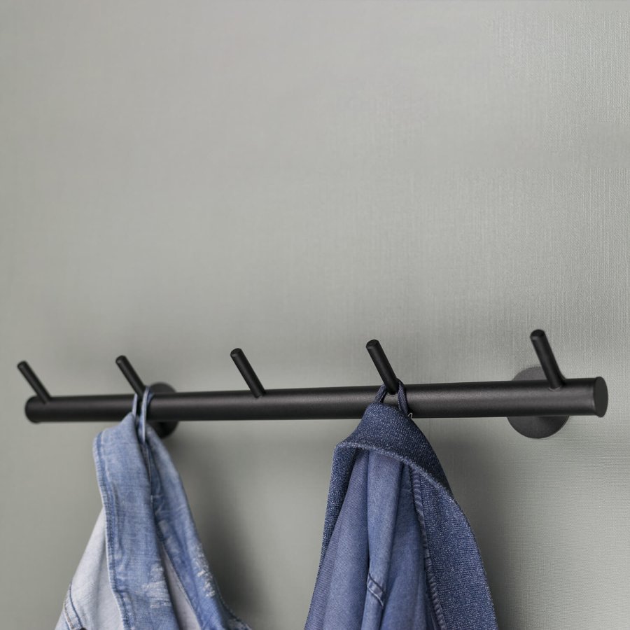 SPINDER DESIGN rektangulr Odin knagerkke, m. 5 knager - sort stl