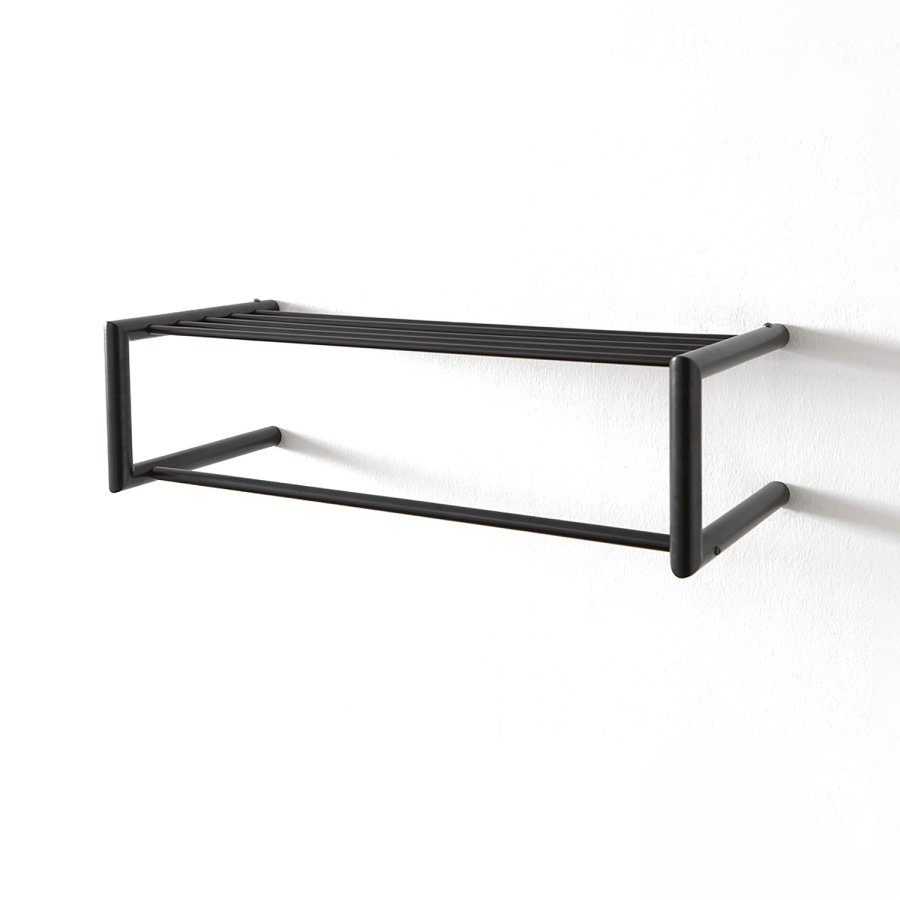 SPINDER DESIGN rektangulr Smooth hattehylde, m. bjlestang - sort stl