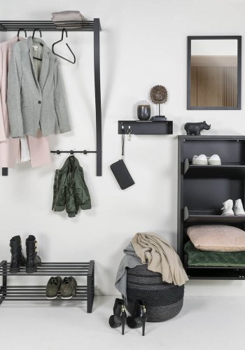 SPINDER DESIGN Carve knagerkke, m. hylde, bjlestang og 6 knager - sort stl