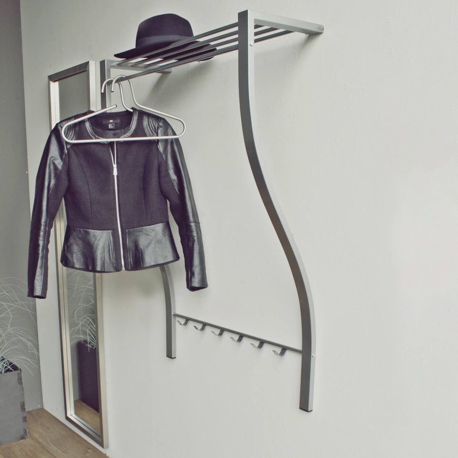 SPINDER DESIGN Carve knagerkke, m. hylde, bjlestang og 6 knager - gr stl 