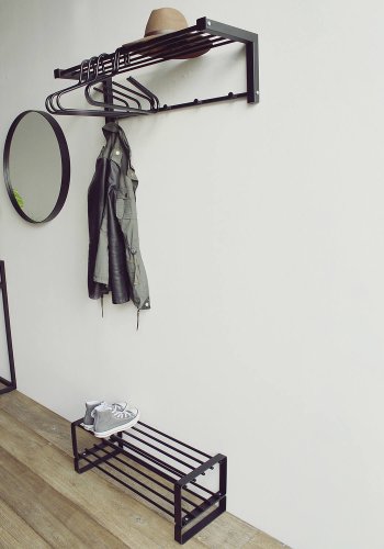 SPINDER DESIGN rektangulr Bergum knagerkke m. hylde - sort stl