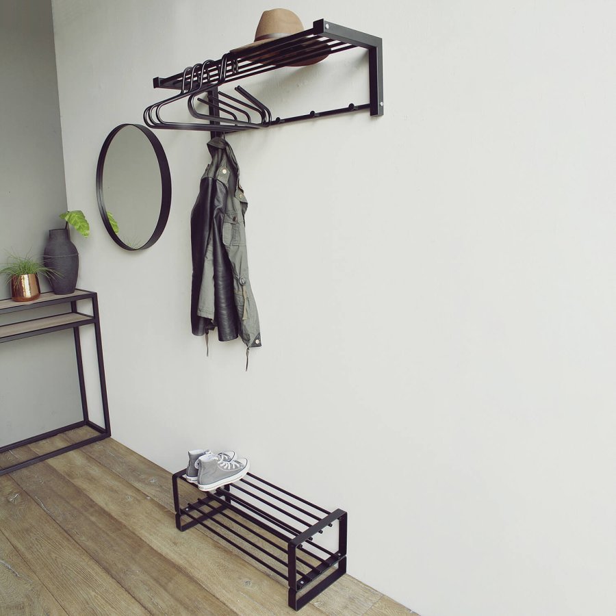 SPINDER DESIGN rektangulr Bergum knagerkke m. hylde - sort stl