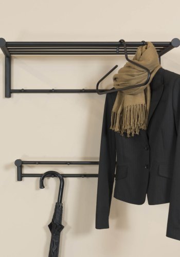 SPINDER DESIGN Suza hattehylde, m. 5 kroge - sort stl