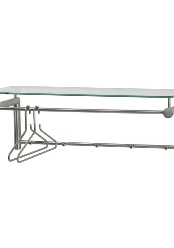 SPINDER DESIGN rektangulr Suza hattehylde, m. 5 knager og bjlestang - glas og stl