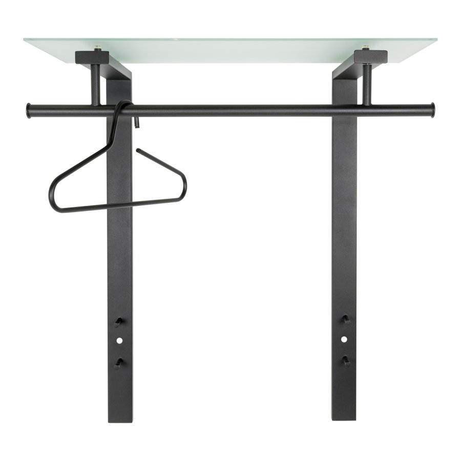 SPINDER DESIGN rektangulr Dutch knagerkke, m. 1 hylde - glas og sort stl