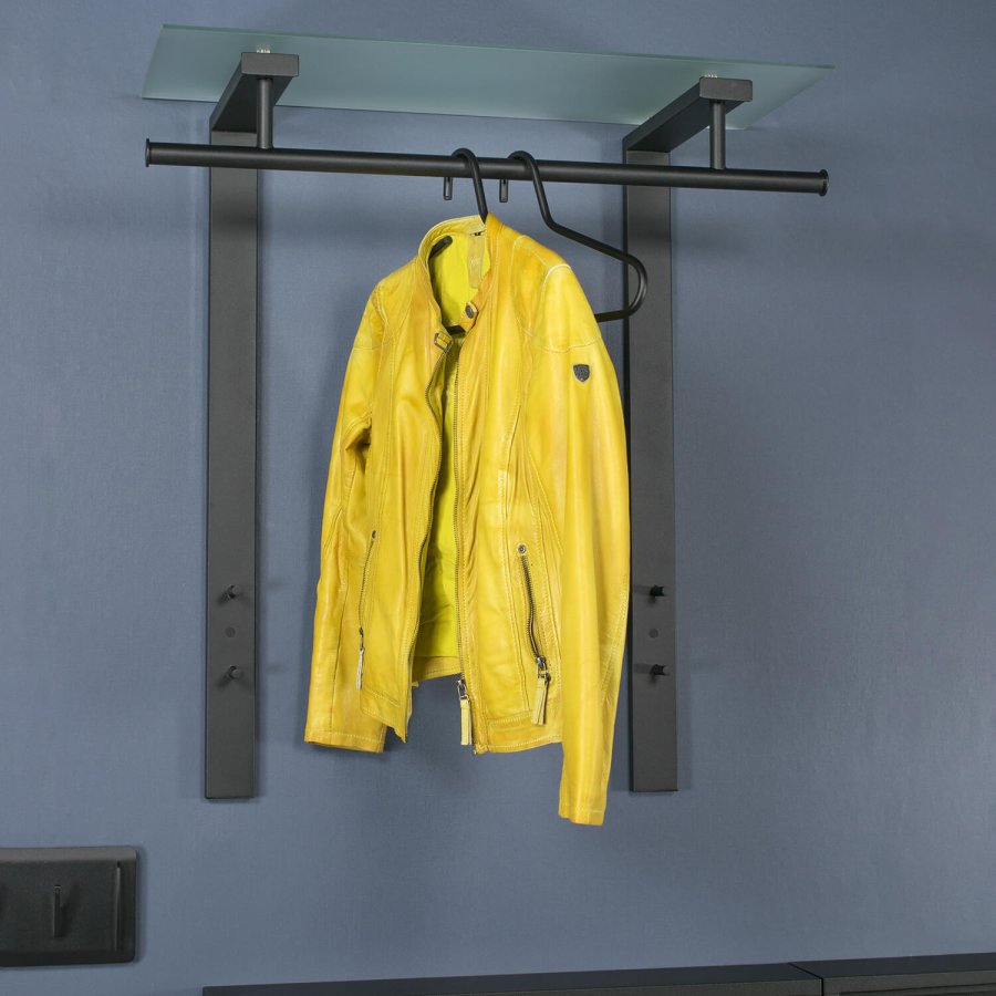 SPINDER DESIGN rektangulr Dutch knagerkke, m. 1 hylde - glas og sort stl