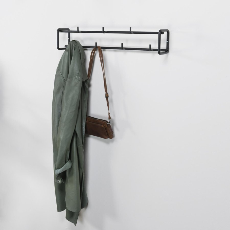 SPINDER DESIGN rektangulr Clint knagerkke, m. 7 knager - sort stl