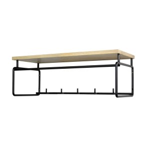 SPINDER DESIGN rektangulr Clint knagerkke, m. hylde, bjlestang og 5 knager - sort stl