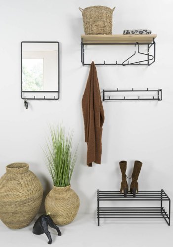 SPINDER DESIGN rektangulr Clint knagerkke, m. hylde, bjlestang og 5 knager - sort stl